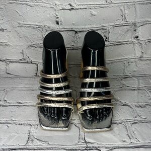 Dolce Vita Pharo Metallic Gold/Silver Strappy Slide Heels Size 9